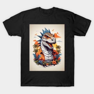 Tropical Dinosaur AI Art T-Shirt
